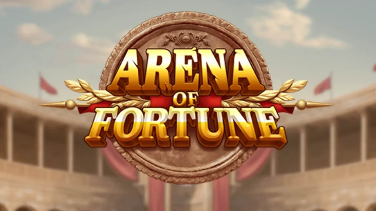 Arena of Fortune slot machine interface featuring gladiator symbols and Colosseum backdrop